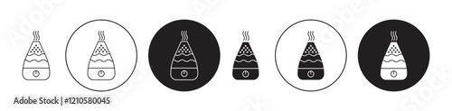 Humidifier icons set in black filled and stroke line style