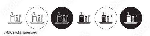 hygiene kit icons set in black filled and stroke line style