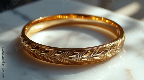 Elegant crafted bracelet with intricate floral designs on a marble surface