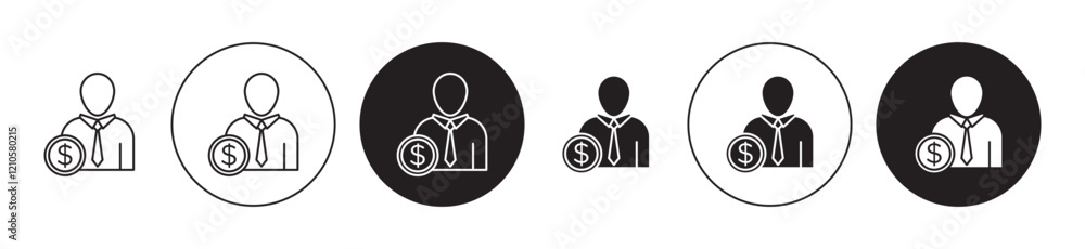 Investor icons set in black filled and stroke line style Investor icons set in black filled and stroke line style