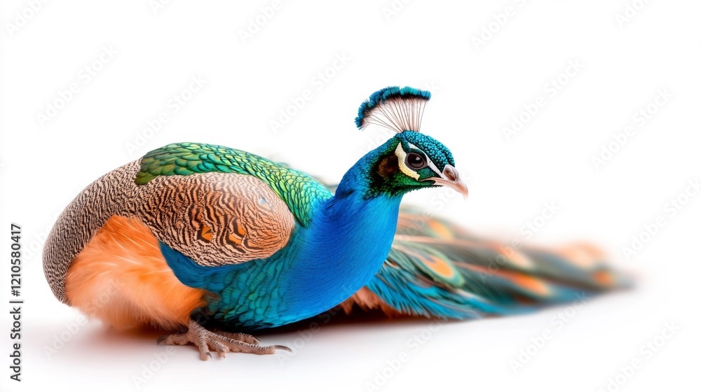 Obraz premium Peacock Isolated on White Background. Generative AI
