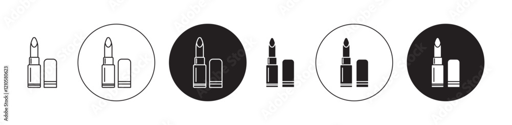 Lipstick Icons set in black filled and stroke line style Lipstick Icons set in black filled and stroke line style