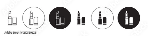 Lipstick Icons set in black filled and stroke line style
