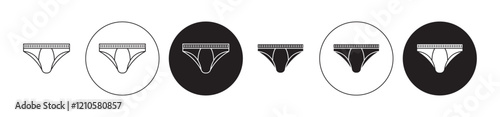 Mens Brief icons set in black filled and stroke line style