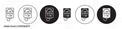 Meter icons set in black filled and stroke line style