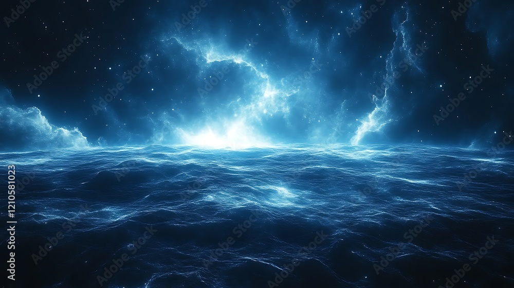 Celestial Glow Illuminates a Dark Ocean Surface Celestial Glow Illuminates a Dark Ocean Surface