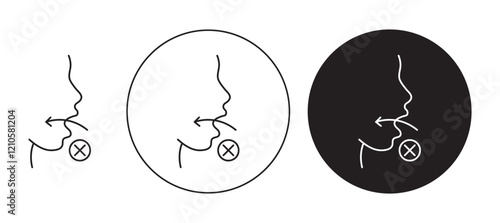 No swallowing icons set in black filled and stroke line style