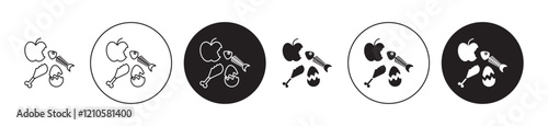Organic waste icons set in black filled and stroke line style