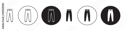 Pants trousers icons set in black filled and stroke line style