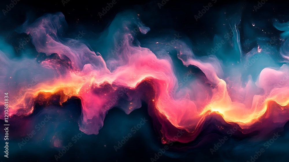 Abstract Cosmic Nebula Swirling Vibrant Hues Abstract Cosmic Nebula Swirling Vibrant Hues