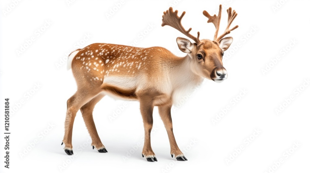 Fototapeta premium Arctic Reindeer on White Background. Generative AI