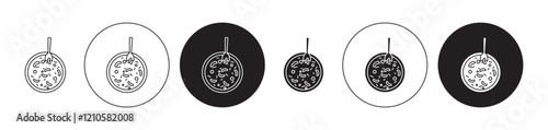 Red bean soup icons set in black filled and stroke line style