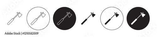 reflex hammer icons set in black filled and stroke line style