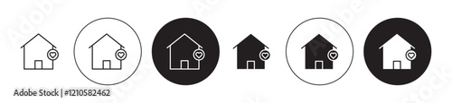 Shelter icons set in black filled and stroke line style