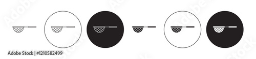 sieve icons set in black filled and stroke line style