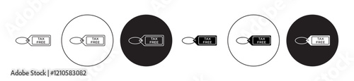 Tax free icons set in black filled and stroke line style