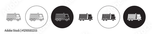Tipper icons set in black filled and stroke line style
