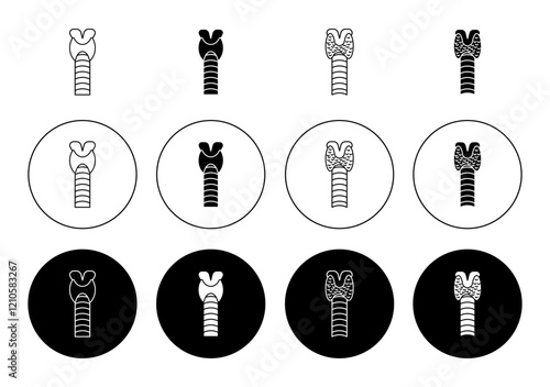 Thyroid gland icons set in black filled and stroke line style