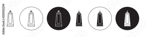 Toothpaste tube icons set in black filled and stroke line style