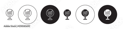 Web camera icons set in black filled and stroke line style