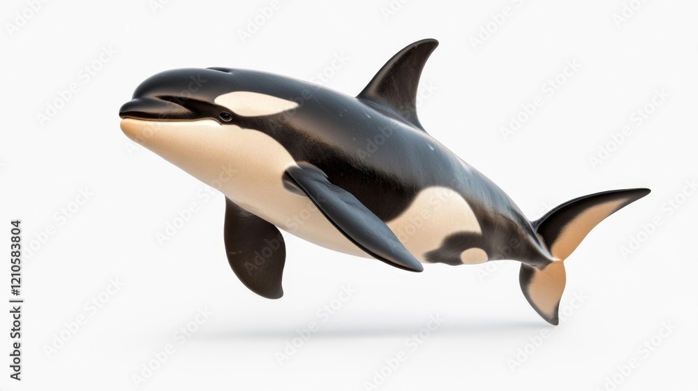 Obraz premium Orca on a White Background. Generative AI