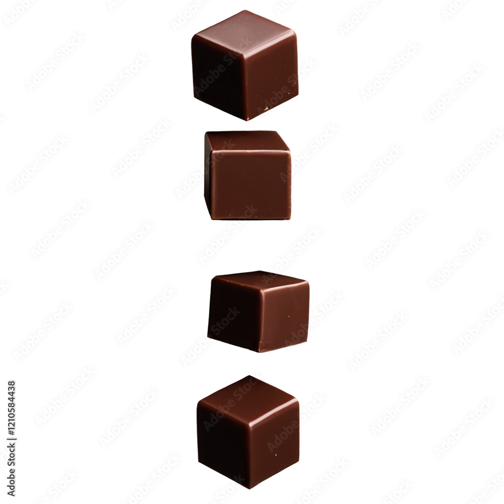 Obraz premium Chocolate Cubes isolated on transparent background