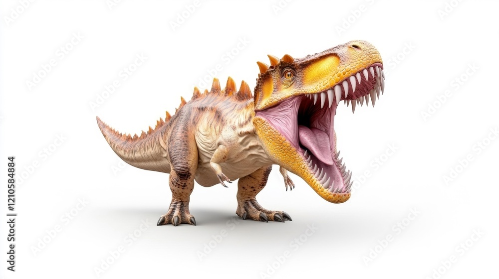 Fototapeta premium Fierce Spinosaurus Dinosaur on White Background. Generative AI