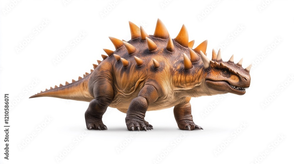 Fototapeta premium Spiky Kentrosaurus Dinosaur on White Background. Generative AI