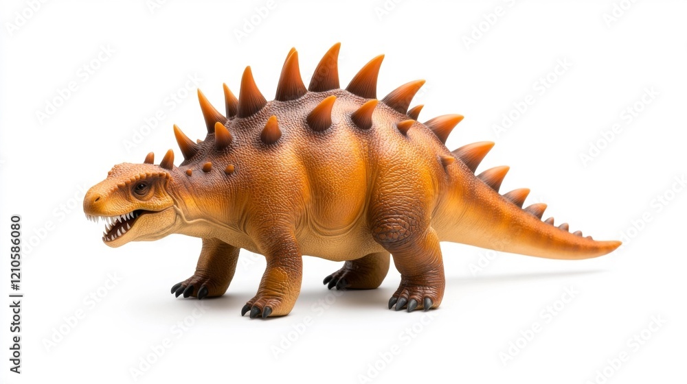 Fototapeta premium Kentrosaurus Dinosaur Model on White Background. Generative AI