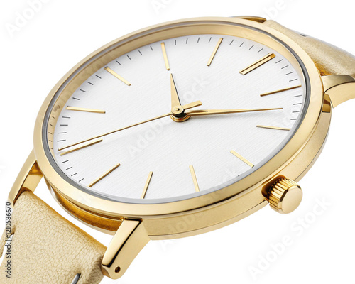 Gold Watch with a Minimalist Design Isolated on White for an Elegant Timepiece