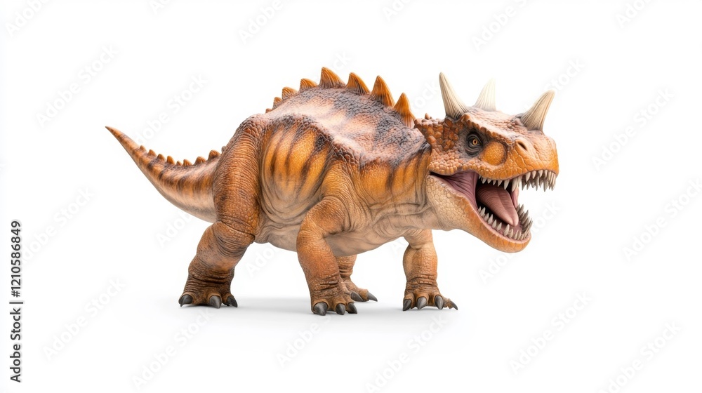 Eotrachodon Dinosaur Model Isolated on White Background. Generative AI Eotrachodon Dinosaur Model Isolated on White Background. Generative AI