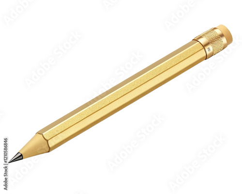 Golden Pencil with a Sharp Tip Placed Horizontally for a Luxurious Writing Tool