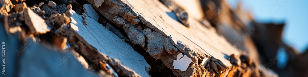 Close-up of Fractured Concrete Slabs Close-up of Fractured Concrete Slabs