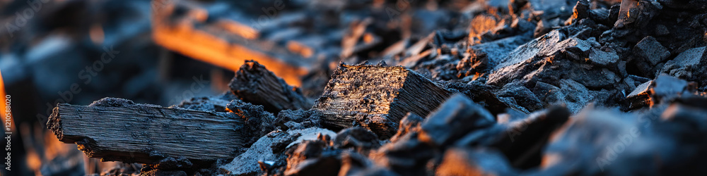 Charcoal Fragments at Close Range Charcoal Fragments at Close Range