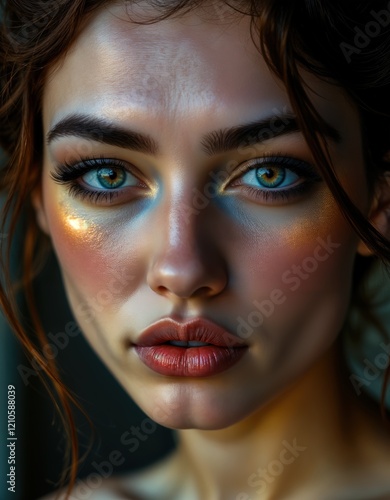 Wallpaper Mural Mesmerizing woman with striking blue eyes and bold makeup Torontodigital.ca