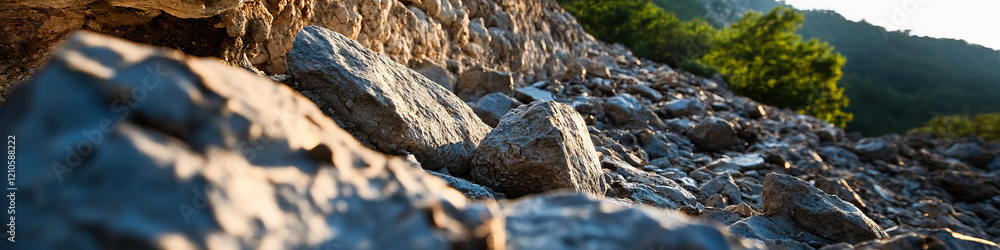 Rocky Hillside with Stone Wall and Vegetation Rocky Hillside with Stone Wall and Vegetation