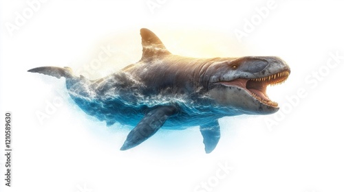 Mosasaurus Oceanic Giant in the Spotlight. Generative AI photo