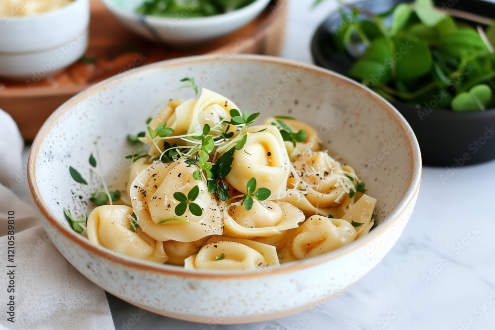 Creamy Cheese Tortellini with Fresh Herbs and Microgreens Creamy Cheese Tortellini with Fresh Herbs and Microgreens