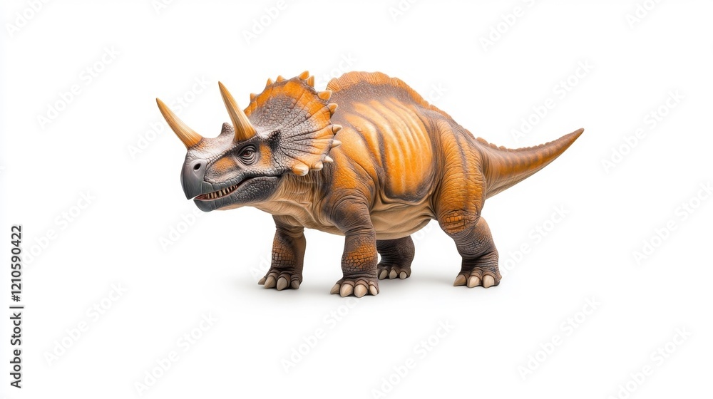 Fototapeta premium Udanoceratops Dinosaur Model on White Background. Generative AI