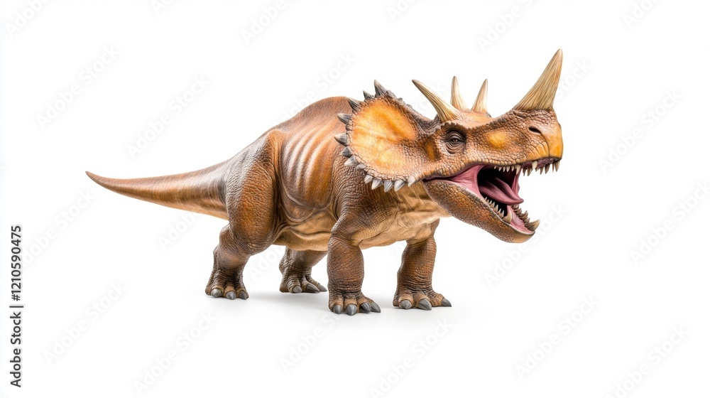 Fototapeta premium Udanoceratops Dinosaur Model on White Background. Generative AI