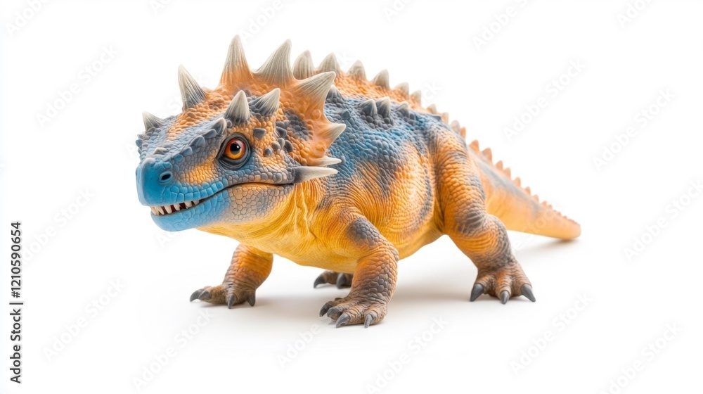 Fototapeta premium Psittacosaurus Dinosaur Figure on White Background. Generative AI