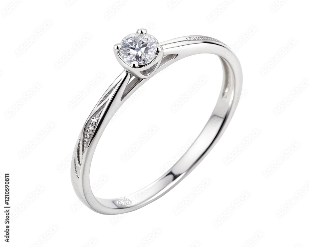 Delicate Silver Ring with a Small Diamond Isolated for an Elegant Jewelry Design Delicate Silver Ring with a Small Diamond Isolated for an Elegant Jewelry Design
