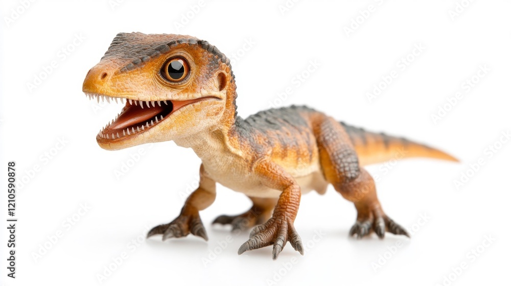 Fototapeta premium Eoraptor Dinosaur Model on White Background. Generative AI
