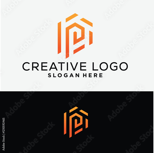 p logo design symbol vector abstract monogram initial letter