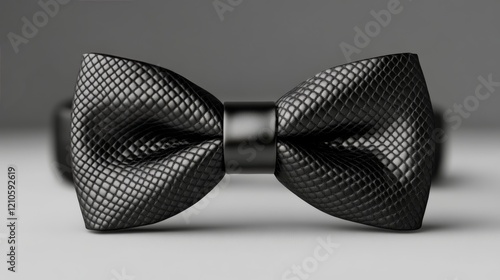 Elegant black bow tie on a neutral background for formal attire and special e...