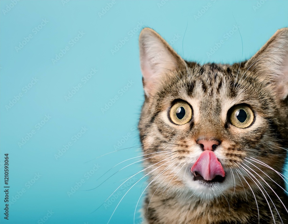 Freche Katze mit herausgestreckter Zunge – Kreatives Porträt für Tierfreunde Freche Katze mit herausgestreckter Zunge – Kreatives Porträt für Tierfreunde
