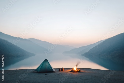 Golden Hour Lake Retreat Indian Couples Sustainable Camping Experience with Eco-Friendly Materials - Enhancing Local Tourism and Nature Connection photo