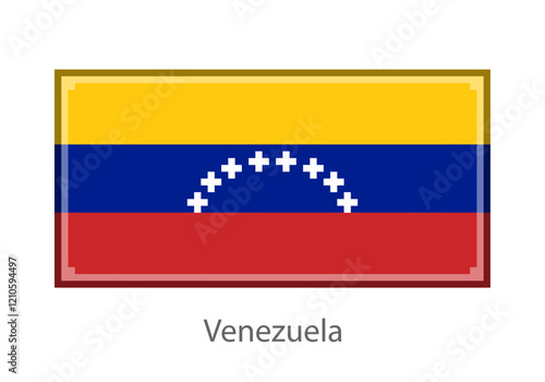 Vector illustration of the Venezuela flag in pixel art or mosaic style on white background. Collection of flags of the countries of the world. 