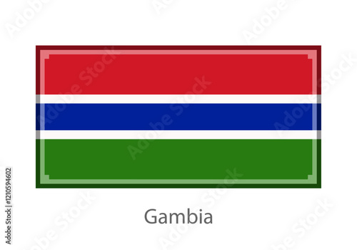 Vector illustration of the  Gambia flag in pixel art or mosaic style on white background. Collection of flags of the countries of the world. 