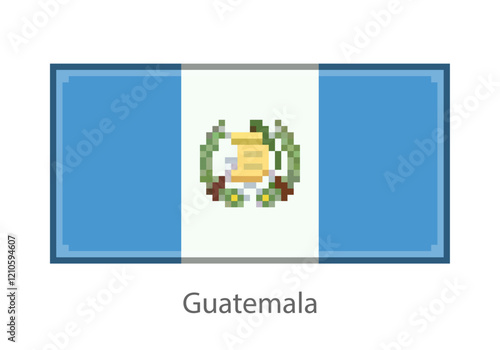 Vector illustration of the Guatemela flag in pixel art or mosaic style on white background. Collection of flags of the countries of the world.  